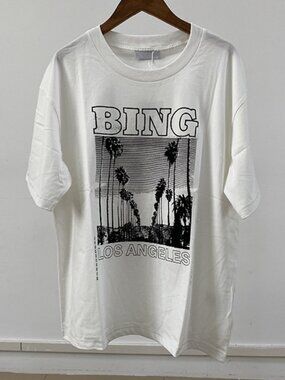 Anine Bing Los Angeles Palm Tree Graphic  Tee White